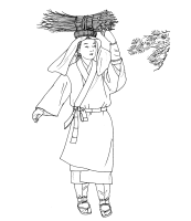 A coloring page of japanese clothing